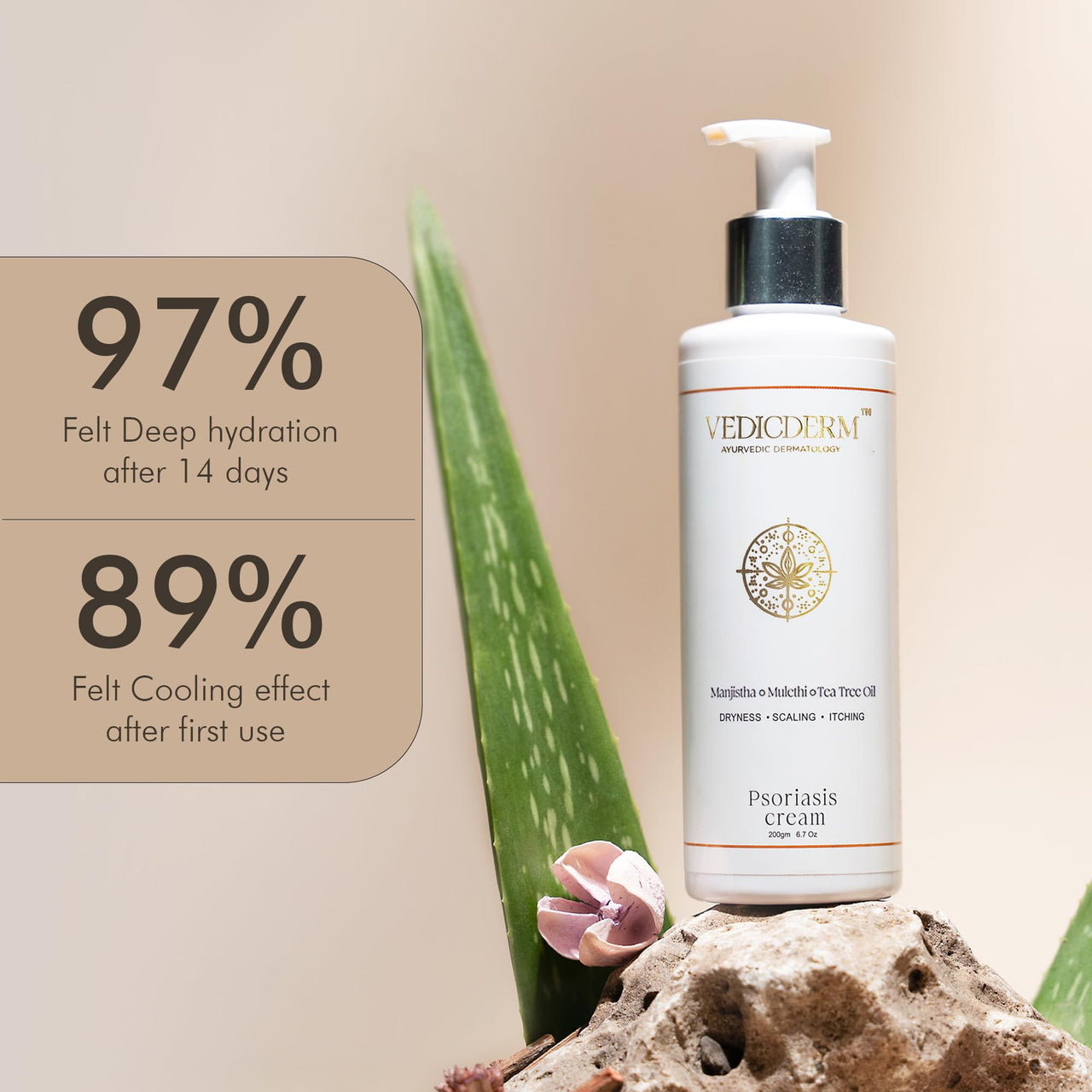 VEDICDERM Natural Psoriasis Cream for Dry Itchy Skin Steroid-Free Formula with Ayurvedic Herbs Helps Soothe Redness, Flakiness & Irritation Moisturizing Body Cream for Sensitive Skin (200ml Pack of 2)