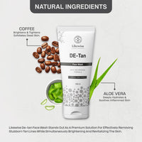 Likewise De Tan Face Wash For Dry Skin | Face Wash For Deep Cleansing & Brightens Skin | Tan Removal Face Wash For Men & Women | 100ml (Pack of 2)