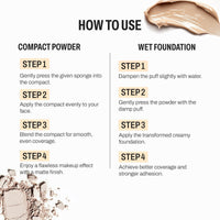 Born16 Tamaraa Wet & Dry Compact Powder – Snow Princess | Dual Wet-Creamy & Dry-Matte Finish | High Coverage, Waterproof, Smudge-Proof, Vegan | 24-Hour Stay, 6g