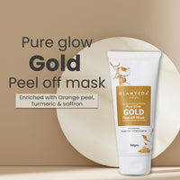 Glamveda Pure Glow Gold Peel Off Mask Enriched With Orange Peel | Anti-ageing & Deep Pore Cleansing | All Skin Types | 60g Pack of 1