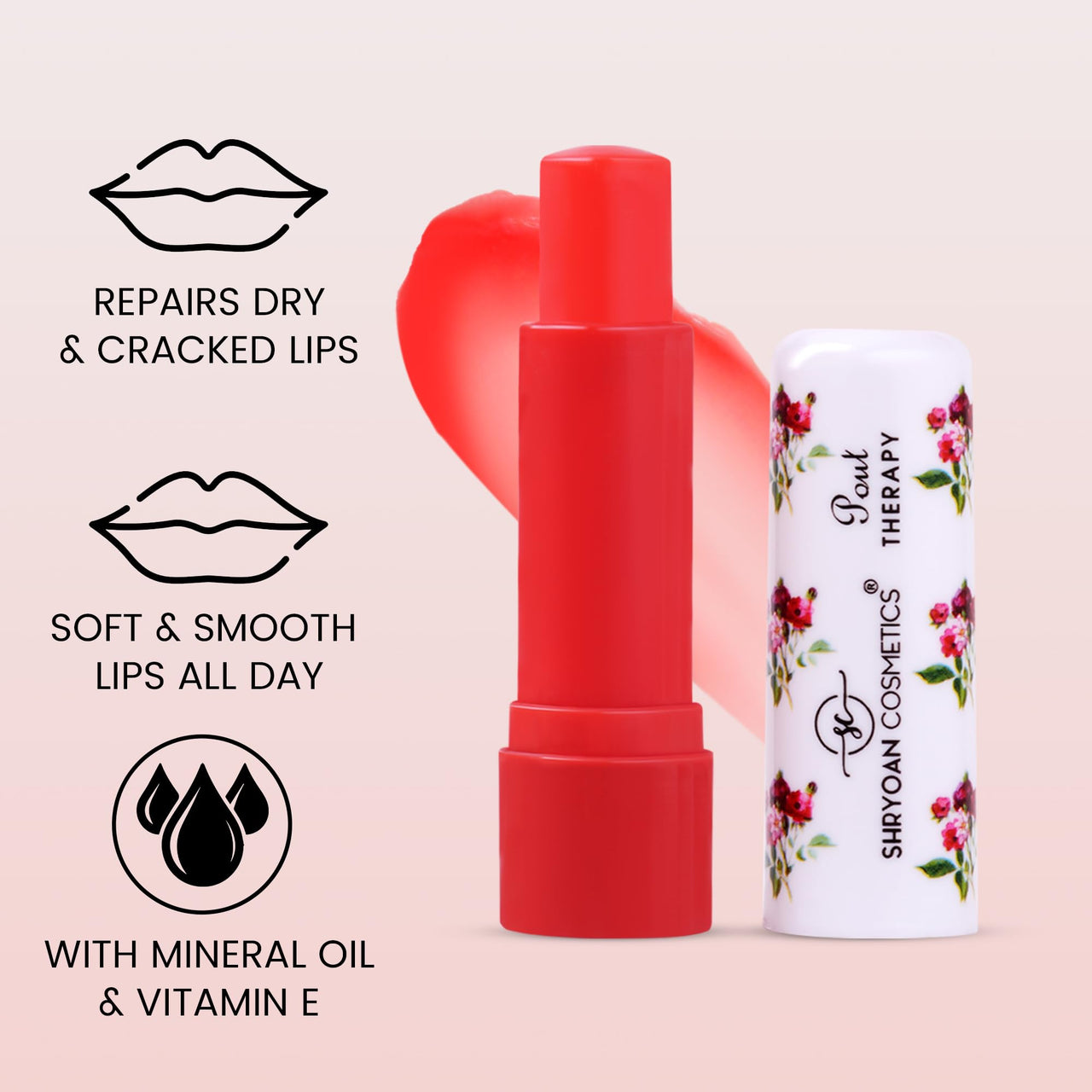 Shryoan Pout Therapy Fruity Lip Balm | Tinted Lip Balm for Nourishing & Hydrating Lips with Natural Fruit Extracts | For Smooth and Moisturized Lips | (Pack of 4) (3.2gX4Pcs)