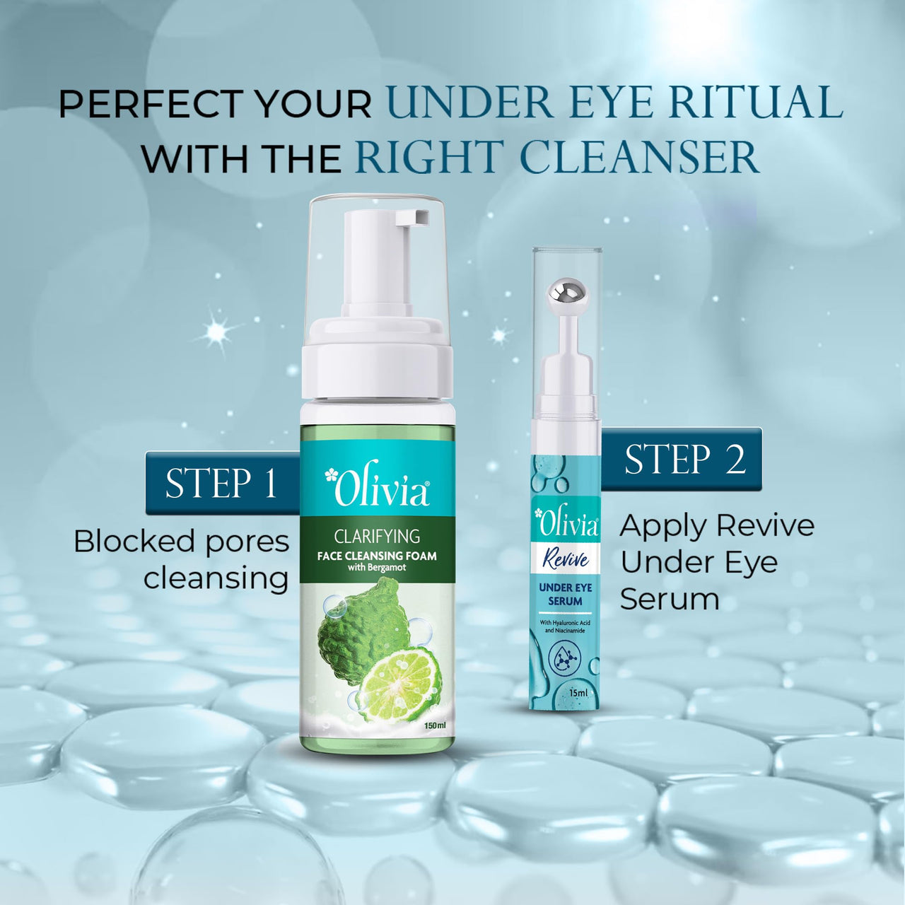 Olivia Revive Under Eye Serum | With Hyaluronic Acid, Niacinamide Serum & Coffee Bean Extract | Dark Circles & Wrinkle Reduction | Anti-Aging Eye Care for Women with Plankton Extracts | 15ml