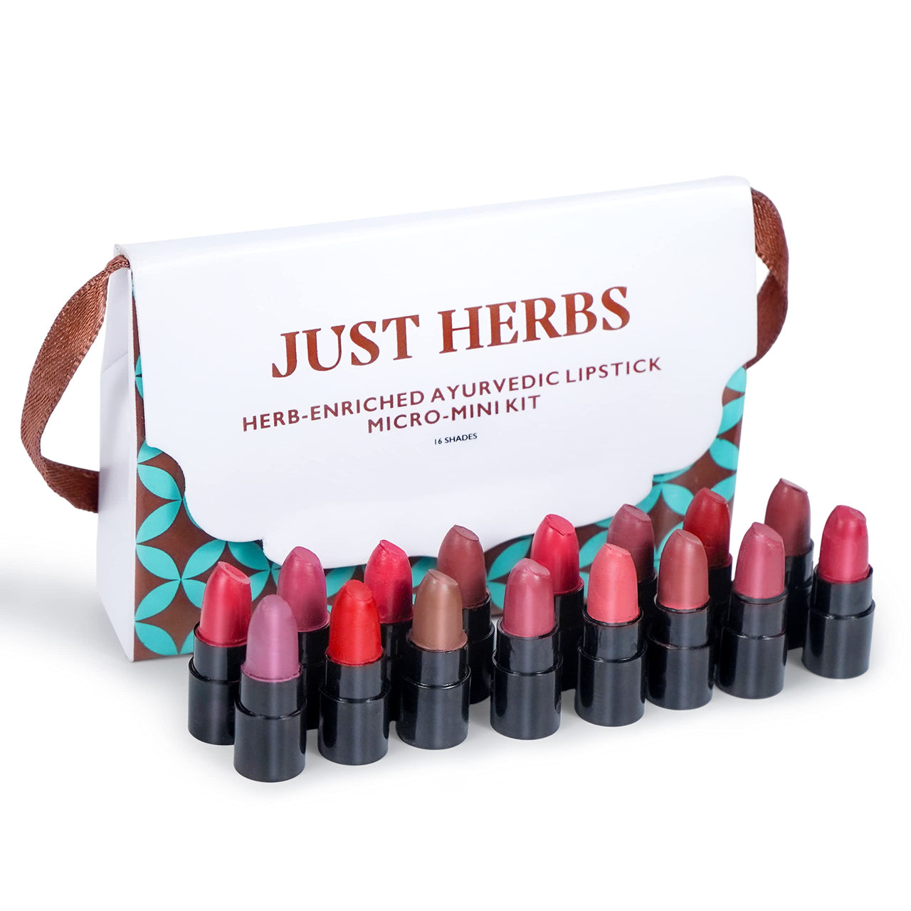 Just Herbs Ayurvedic Liquid Lipstick Kit Set of 5 with Hydrating & Lightweight Lip Colours (Nudes & Browns) & Just Herbs Ayurvedic Creamy Matte Lipstick Set38gm (Pack of 16)