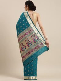 Pandadi Saree Women's  Paithani Silk Saree With Blouse Piece
