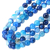 100Pcs Natural Crystal Beads Stone Gemstone Round Loose Energy Healing Beads with Free Crystal Stretch Cord for Jewelry Making (Blue Agate, 6MM) Blue Agate