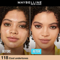 Maybelline New York Liquid Foundation, Matte Finish, With SPF, Absorbs Oil, Fit Me Matte + Poreless, 118 Light Beige, 30 ml