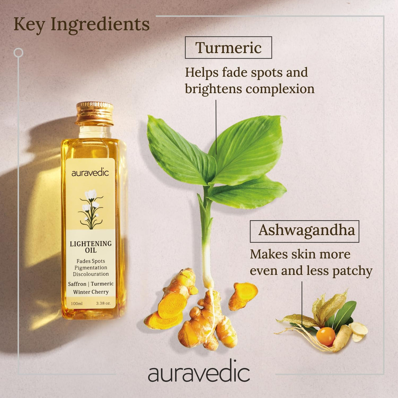 Auravedic Saffron Original Face Oil For Glowing Skin100 ml Ashwagandha Pigmentation Serum Face Serum For Pigmentation For Skin Body Oil After Bath For Daily Use