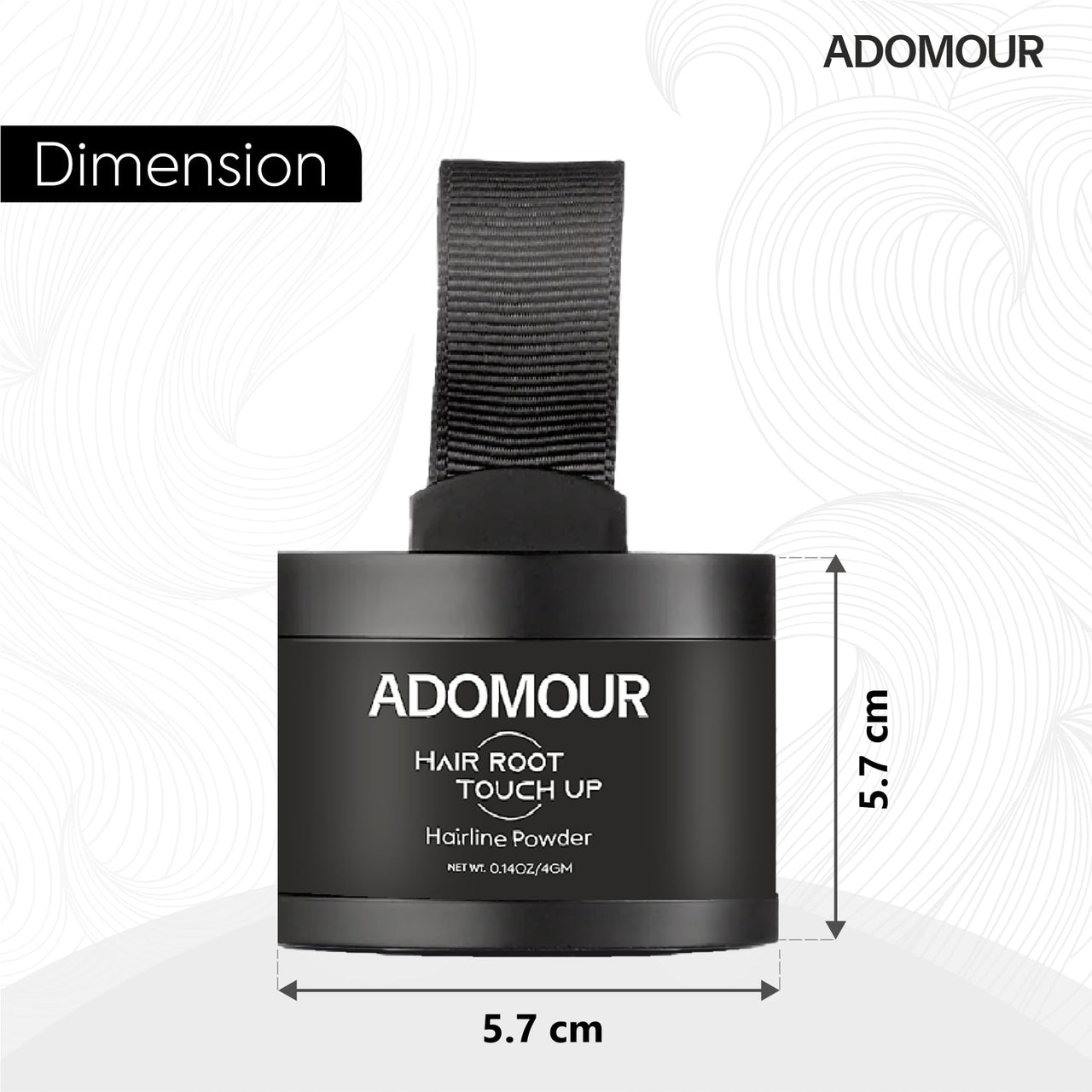 ADOMOUR Root Touchup Powder Black 4g | Covers Hairline, Grey Roots & Bald Spots Instantly | Sweat & Stain Resistant 24HR Formula | Long Lasting & Natural Finish | Cover Up Hair Powder for Men & Women
