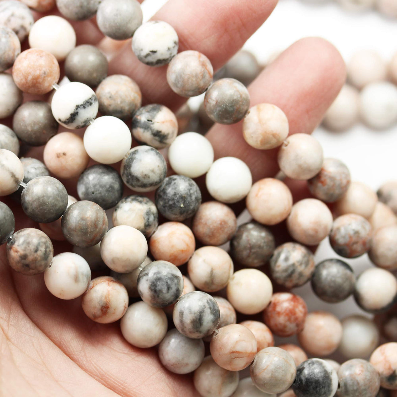 Natural Gemstone Beads for Beads & Bead assortments Energy Healing Crystals Jewelry Chakra Crystal Jewerly Beading Supplies Pink Zebra Jasper 10mm 15.5inch About 36-40 Beads