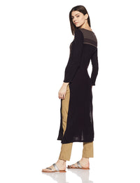 W for Woman Women's  Straight Synthetic Winter Kurta