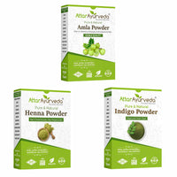 Attar Ayurveda Henna Leaves Powder, Indigo Leaves powder and Amla Powder Combo (650 Grams)