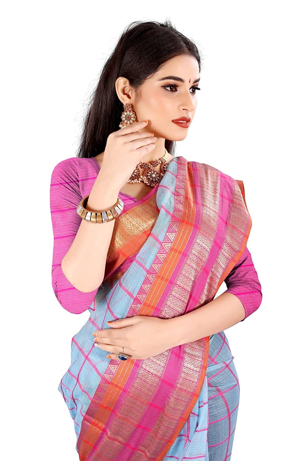 Amazon Brand - Anarva Soft Heavy & Cotton Silk Sarees for women, Beautiful saree free size with unstitched Blouse Piece