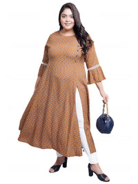 Yash Gallery Women's  Rayon Floral Printed A-Line Kurta for Women