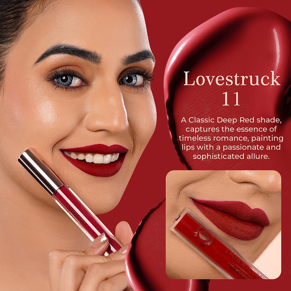 Parul Garg Beauty Featherlite Matte Liquid Lipstick | High-Pigment, Long-Wear & Non-Drying | Lightweight & Transfer-Proof | 100% Vegan & Clean Beauty | Lovestruck 11 - Ruby Red | 2.5ml