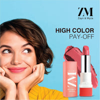 ZM Zayn & Myza Rich Matte Lipstick | Smooth and Light Weight | Intense Color in one Swipe | High Pigmentation Bullet Lip Stick Enriched with Argan oil, Murumuru and Shea Butter, (4.2 g, Fashionista)