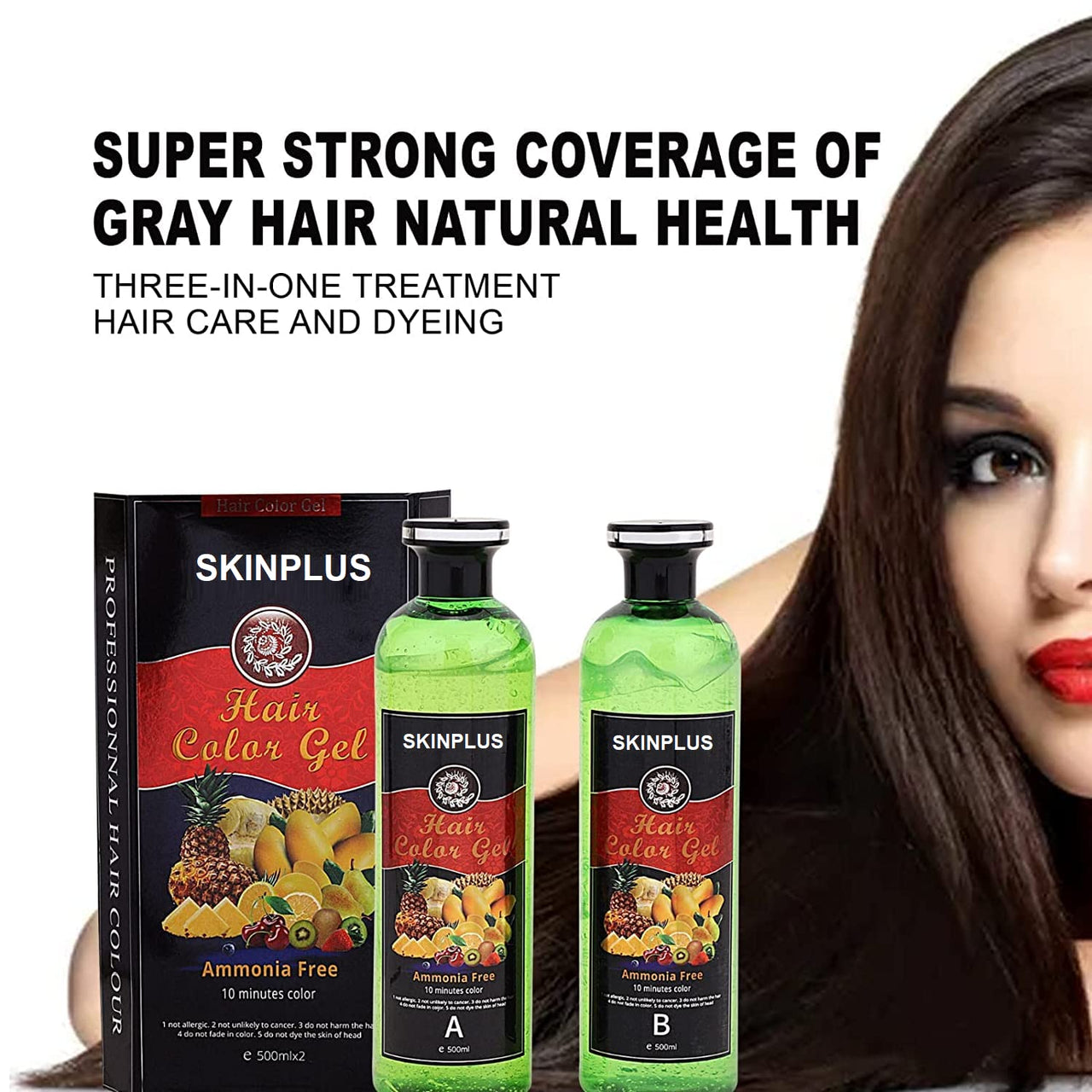 SKINPLUS Fruit Vinegar Black Gel Color Professions Hair Colour, 500mlx2