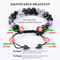 Triple Protection Bracelet for Women, Genuine Premium Healing Crystal Bracelet Amethyst Obsidian Hematite 8mm for Protection and Balance Bringing Good Luck Prosperity Happiness amethyst Triple Bracelet