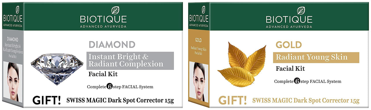 Biotique Bio Gold Radiance Facial Kit, 65 g & Biotique Bio Diamond Facial Kit, 65g