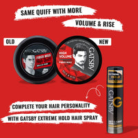 Gatsby Styling Fiber Hair Wax - Bold & Rise 75gm | High Volume, Natural Finish, Strong Hold, Anytime Re-Stylable & Easy Wash Off | For High Quiff Hair Style | Hair Styling Wax for Men
