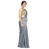 Cloud walker Women Soft Satin Silk Saree With Digital Printed Unstiched Blouse Piece(5.5m Saree +0.8m Blouse Piece).