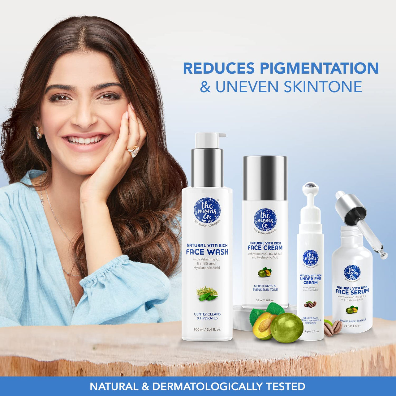 The Moms Co Natural Vita Rich Face Cream | With Vitamin-C, B3, B5 & E, Chia Seed Oil, Kakadu Plum & Hyaluronic Acid | Reduces Pigmentation & Evens Skin Tone | 50ml