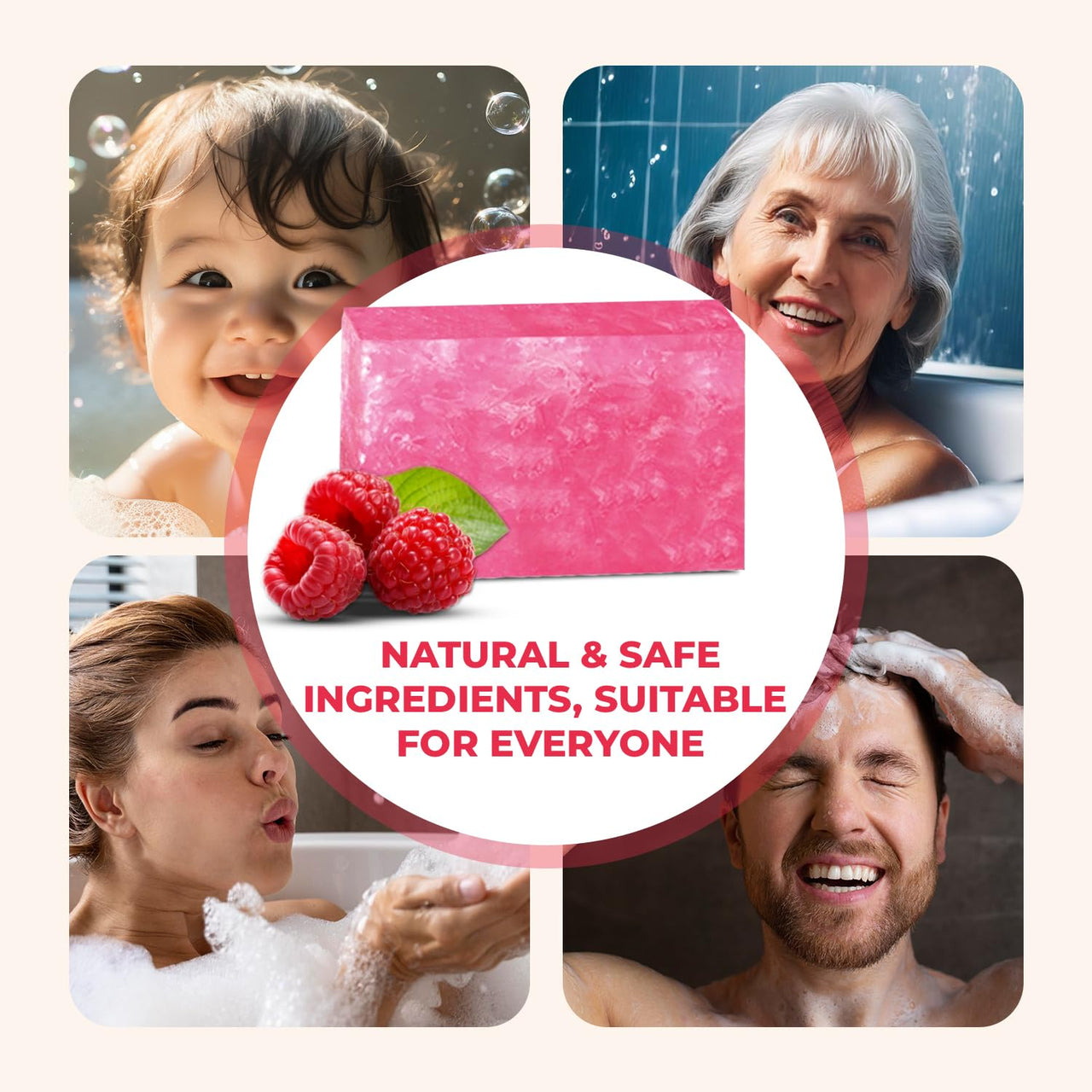 Passion Indulge Handmade Soap Natural Berry Burst Bath Bar - (Strawberry) (Pack of 3)