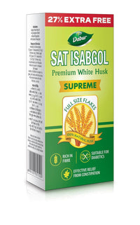 DABUR Sat Isabgol (Psyllium Husk) - 180g + Free 50g | Rich In Fiber | Effective Relief From Constipation & Bloating | Promotes Bowel Health | Non Habit Forming | 100% Ayurvedic, Flake
