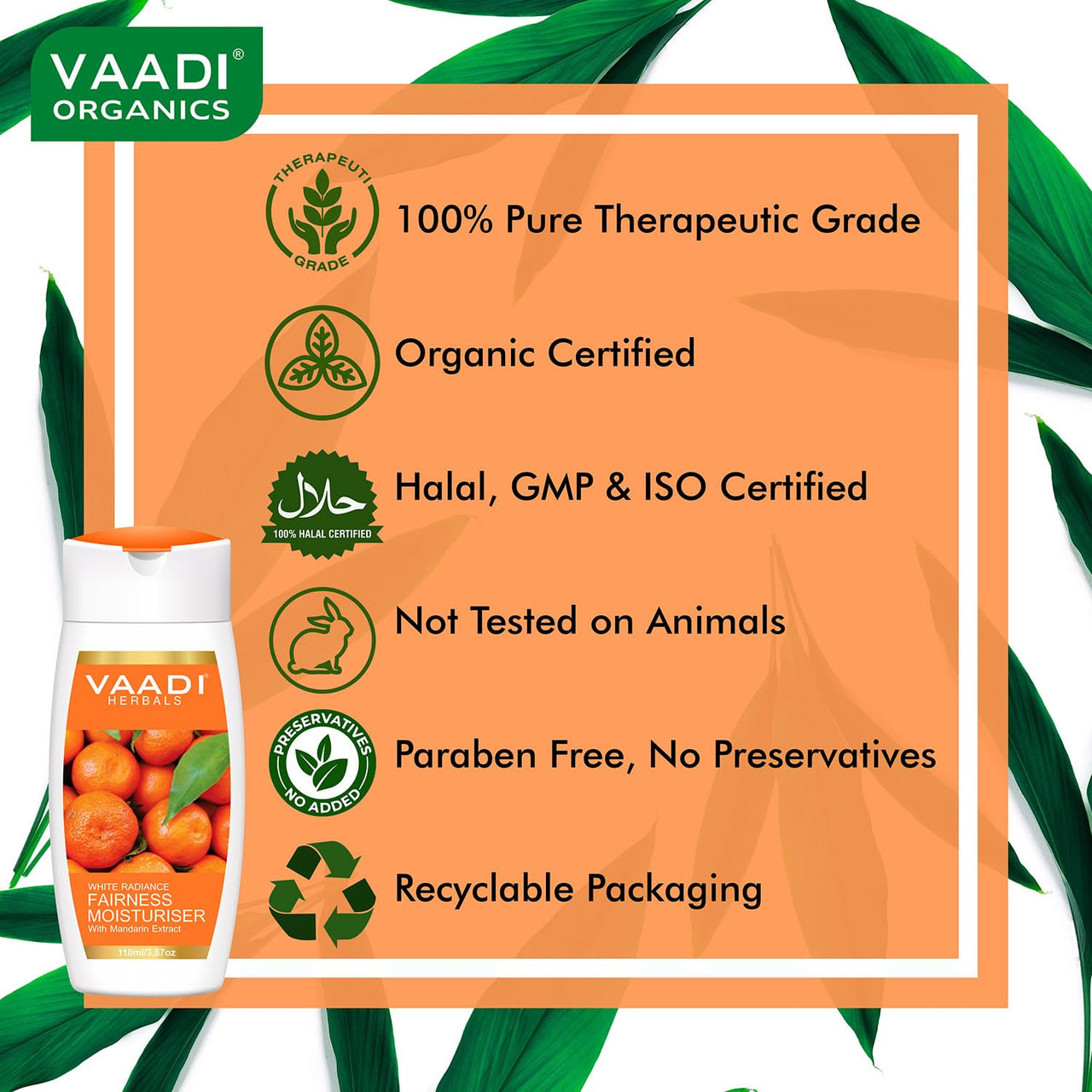 VAADI HERBALS Fairness Lotion Moisturiser With Mandarin Extract, 110Ml X 3