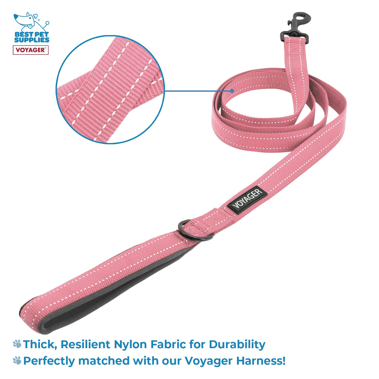 Voyager Step-in Air All Weather Mesh Harness and Reflective Dog 5 ft Leash Combo with Neoprene Handle, for Small, Medium and Large Breed Puppies by Best Pet Supplies - Set (Pink), S Harness Leash Set (Pink) S (Chest: 14.5 - 16")