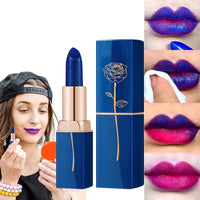 FLORISELL Blue Shimmer Magic Color Changing Lipstick, Labial Magico Lips Moisturizer Lazy Lipstick For Women