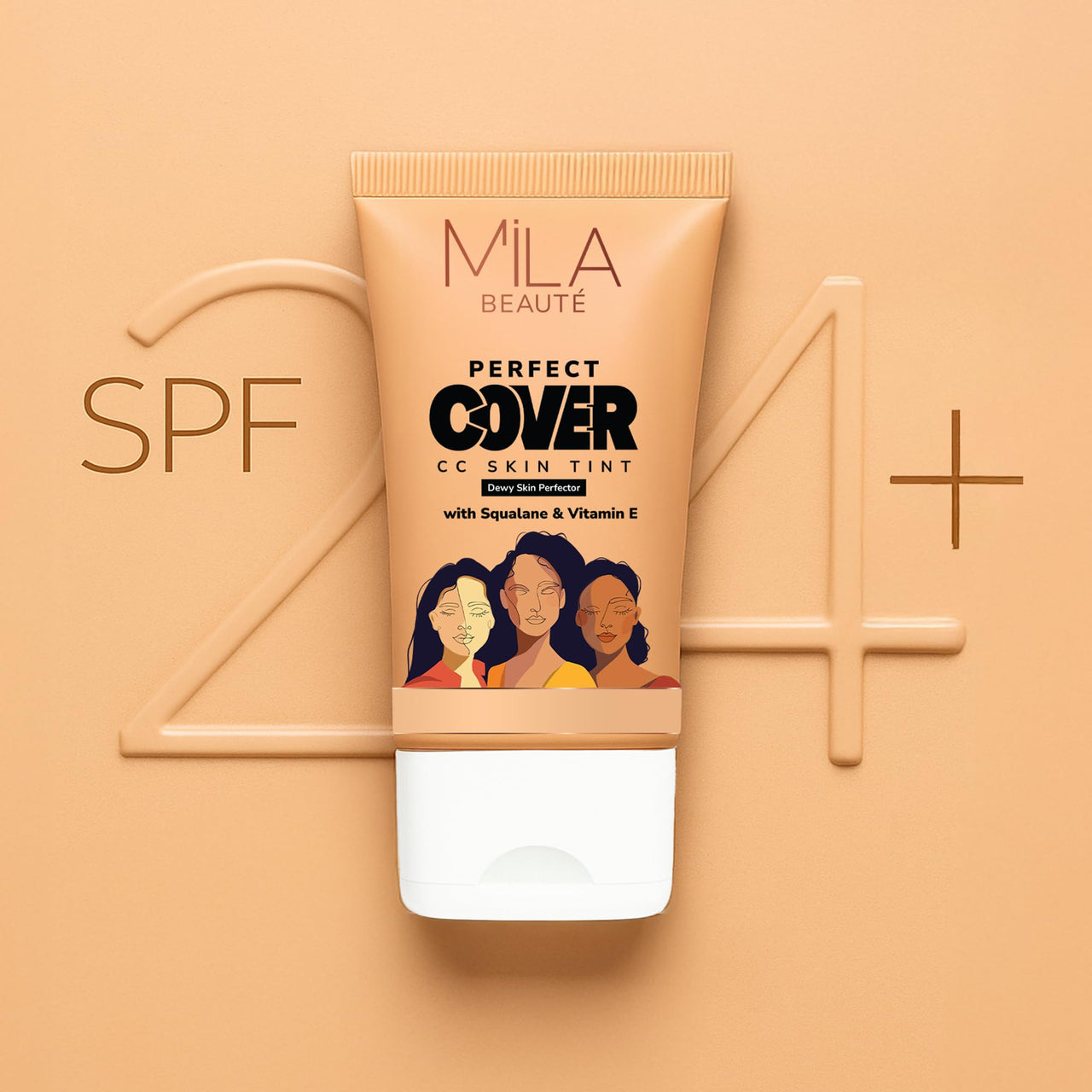 Mila Beauté Perfect Cover Cc Cream With Spf 24+ I Light Makeup With Natural Coverage & Dewy Finish I Skin Tint With Squalene I Hydrate & Brighten Skin | Conceal Dark Spots (25ml, Biscuit Spread)