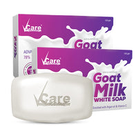 VCare Goat Milk White Soap, 125 gm, (Pack of 2), Enriched with Argan Oil & Vitamin C-Best soap for skin Hydration & Nourishment