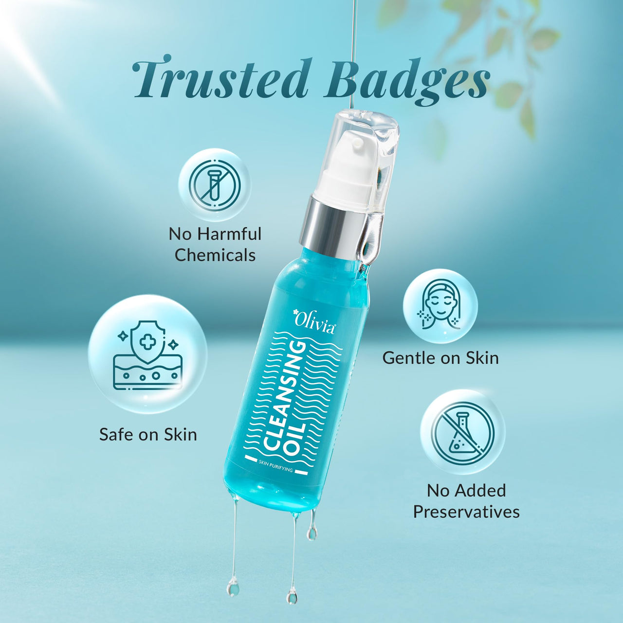 Olivia Skin Purifying Cleansing oil, Removes Skin Impurities and Dead Skin, Cleanser for Deep Pore Cleansing, Hydrating, Brightening & Pollution Defence - 50ml