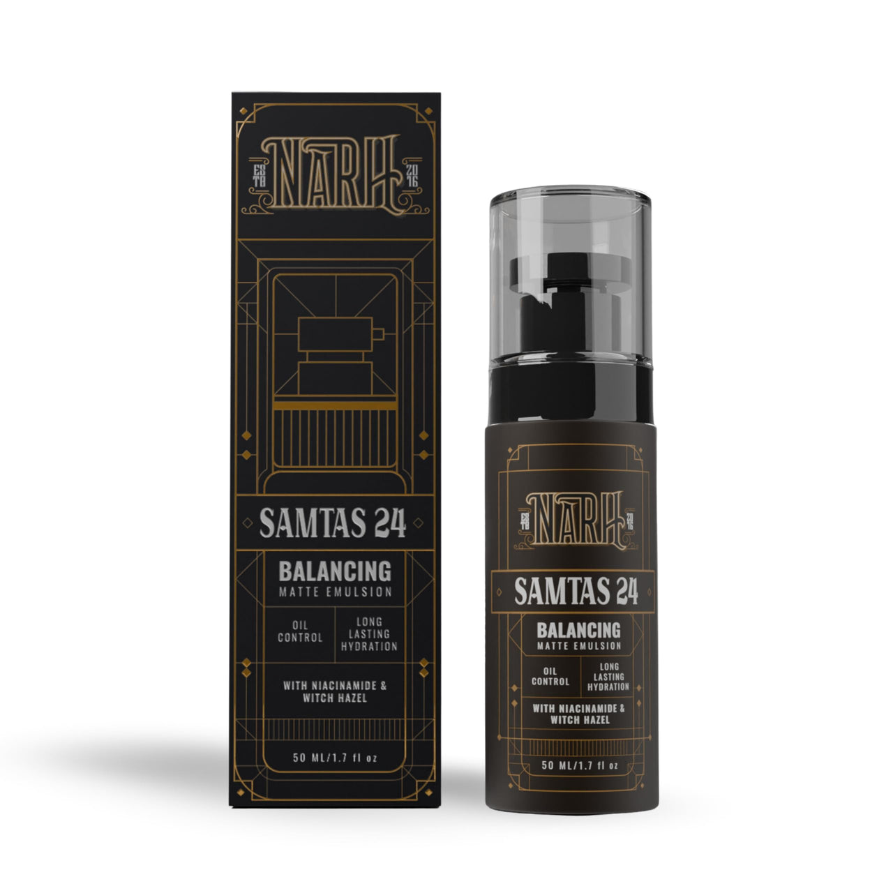 NARH SAMTAS 24 | Oil-Control Moisturizer | Long Lasting Hydration, Acne Spot Reduction With Niacinamide & Witch-Hazel Leaf Extract, Non-Sticky, Nourishing, Fast Absorbing & Balances Skin PH, 50ml