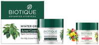 Biotique Bio Fruit Whitening Lip Balm, 12g And Biotique Bio Winter Green Spot Correcting Anti Acne Cream, 15g