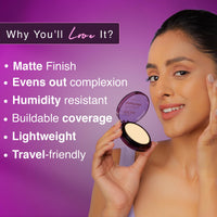 Hilary Rhoda Skin Perfecting Compact Powder | Oil Control & Matte Finish | Buildable Coverage | Blends Easily | Hides Imperfections | 6g (Vanilla Creme | Shade 01)