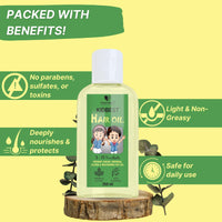 HealthBest Kidbest Hair Oil for Kids | Organic Argan, Moringa, Jojoba & Macadamia Nut Oil | Hair Growth | Damaged Hair | Tear, Paraben, SLS free | 250ml