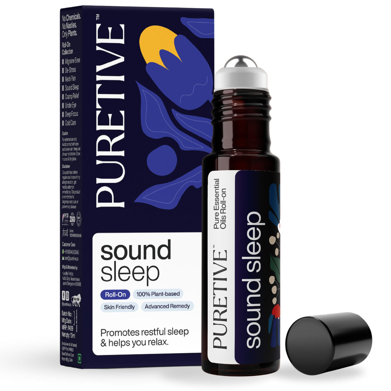 PURETIVE Sound Sleep Roll-On | Targeted Sleep Aid for Restful Nights | 100% Pure Essential Oils | Reduces Insomnia, Snoring & Restless Sleep | Calms Bedtime Anxiety, Promotes Relaxation & Regulates Sleep | 10ml (Pack of 1)