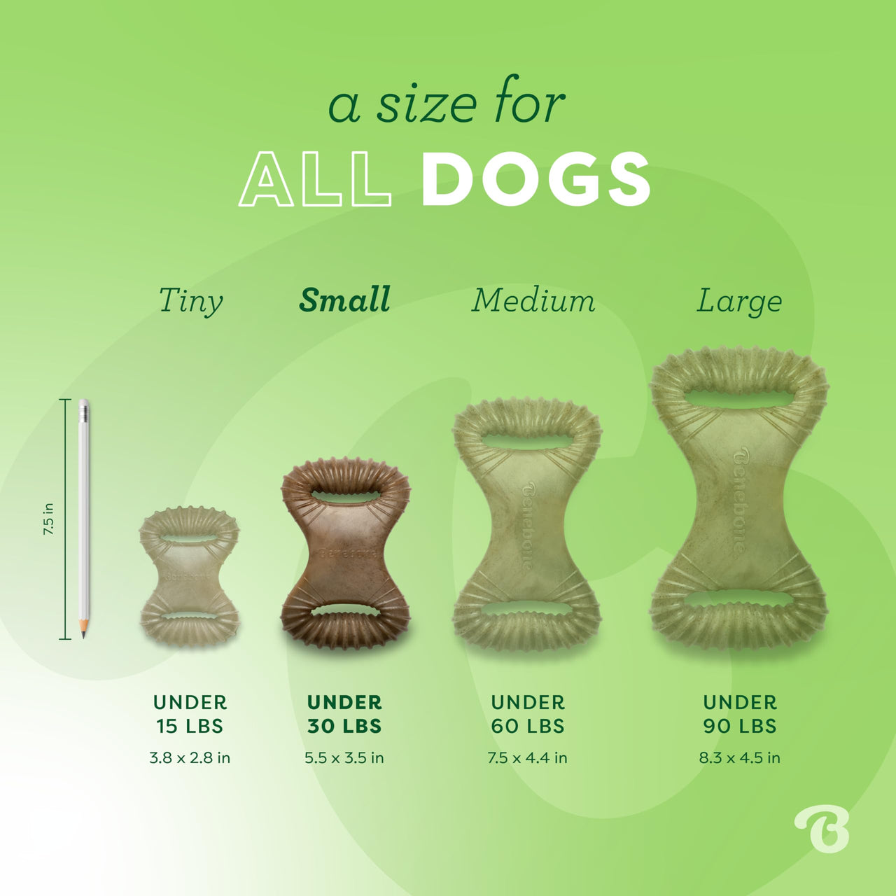 Benebone Dental Durable Dog Chew Toy for Aggressive Chewers, Real Bacon, Made in USA, Small