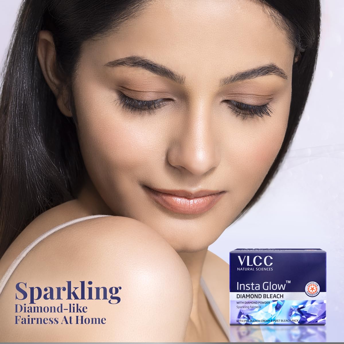 VLCC Insta Glow Diamond Bleach - 402g | With Diamond Powder For Sparkling Fairness | Skin Brightening Bleach | Minimizes Dark Spots, Reduces Facial Hair Visibility.