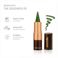 SoulTree Ayurvedic Kajal | Fern Green Kajal 001 | Green Shade| Enriched with 100% Organic Ghee, Almond Oil & Camphor | Soothe, Cool & Nourish Eyes | 3gm