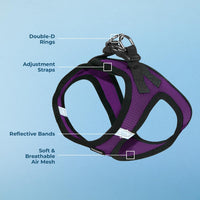 Voyager Step-in Air Dog Harness - All Weather Mesh Step in Vest Harness for Small and Medium Dogs and Cats by Best Pet Supplies - Harness (Purple/Black Trim), S (Chest: 14.5-16