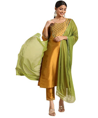 LookMark Womens Art Silk Kurta and Pant Set with Dupatta