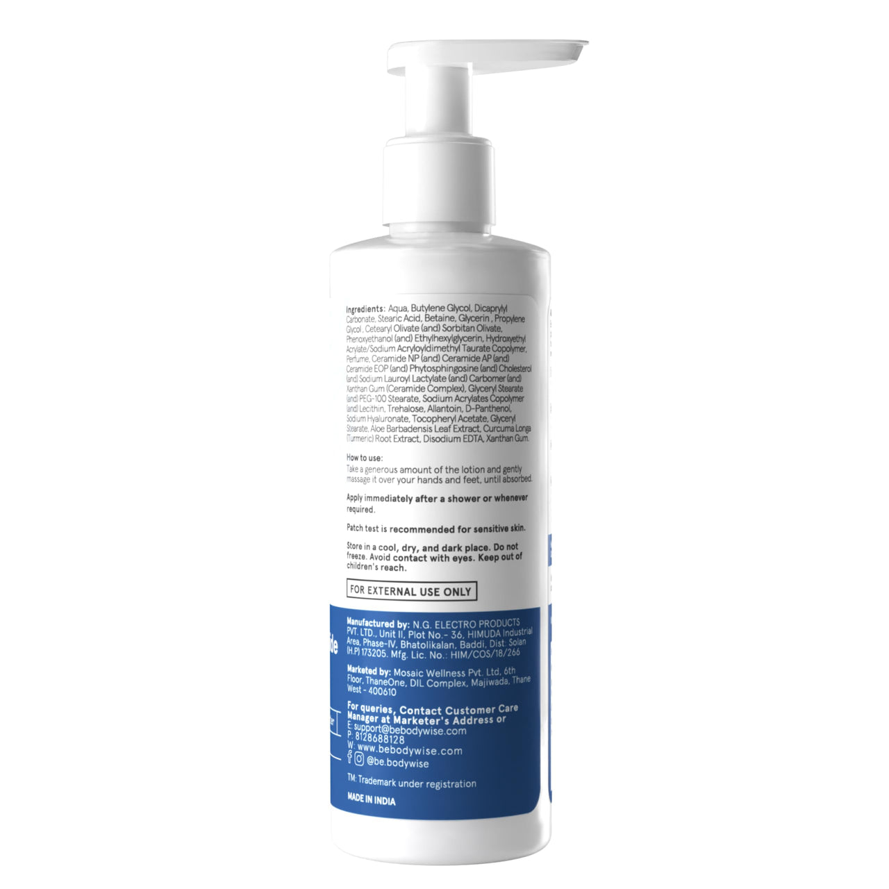 Be Bodywise 0.5% Ceramides Lotion 200ml | For Dull & Dry Skin | Strengthens Skin Barrier, Prevents Dryness & Locks In Moisture | With 3 Essential Ceramides, Hyaluronic Acid & Turmeric Extract