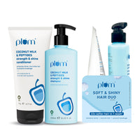 Plum Coconut Milk & Peptides Shampoo 250ml & Conditioner 175g Combo for Dry & Frizzy Hair | 22X Softer, Hydrated, & Smooth Hair | SLS & Paraben Free, pH Balanced Shampoo & Conditioner for Women & Men