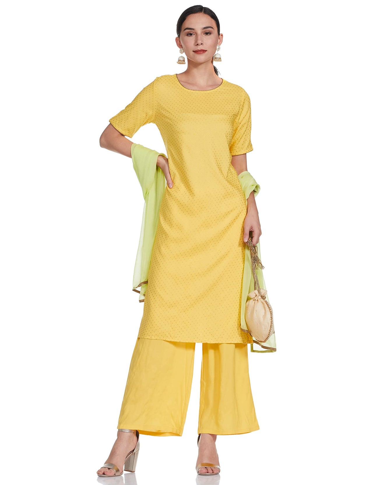 Amazon Brand - Tavasya Women's  Rayon Salwar Suit Yellow L