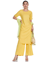 Amazon Brand - Tavasya Women's  Rayon Salwar Suit Yellow L