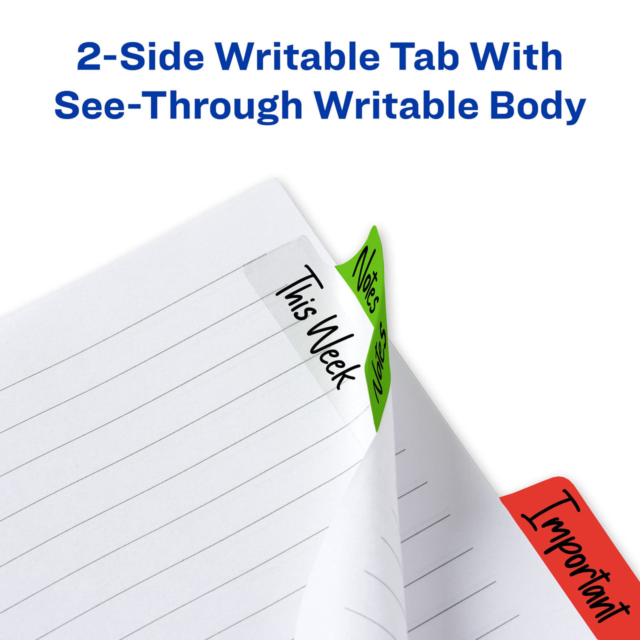 Avery Margin Ultra Tabs, 2.5" x 1", 2-Side Writable, Assorted Colors, 24 Repositionable Page Tabs (74768)