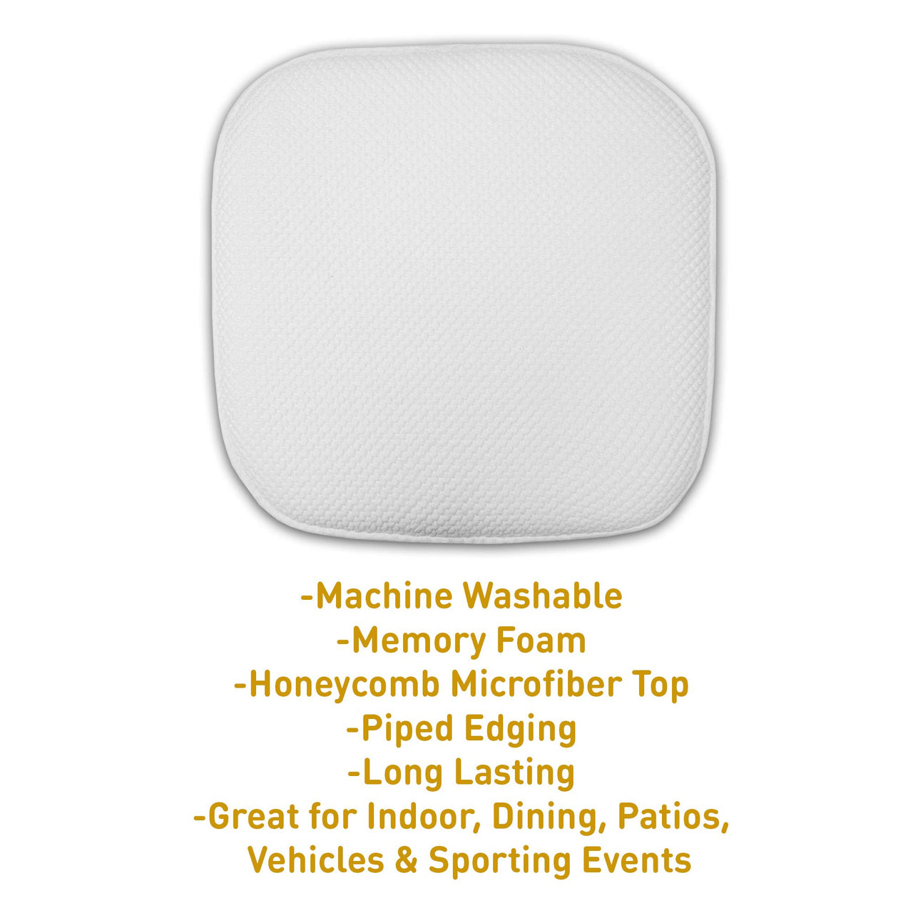 Sweet Home Collection Cushion Memory Foam Chair Pads Honeycomb Nonslip Back Seat Cover 16" x 16", 2 Pack, White