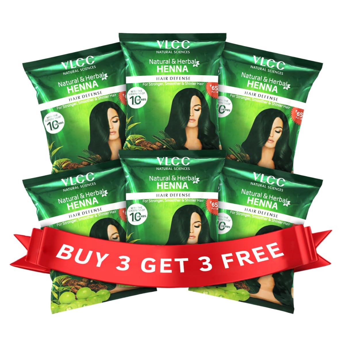 VLCC Natural & Herbal Henna - 120G X 2 (Pack Of 3, 720G - Goodness Of 10 Herbs Like Amla, Brahmi, Jatamansi, And Bhringraj, For Stronger, Smoother & Shinier Hair.)